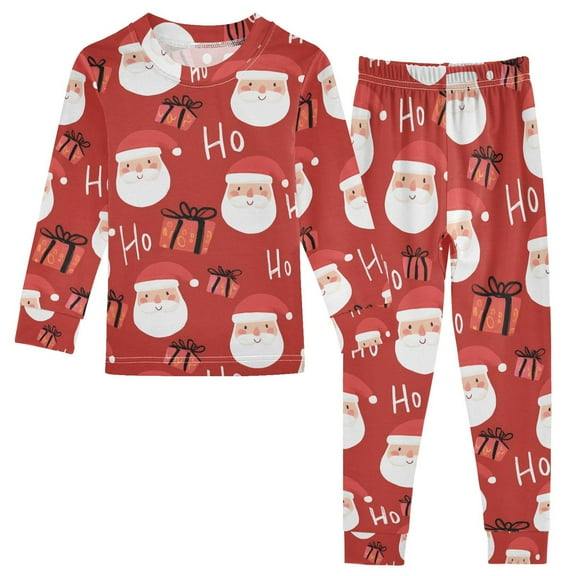 joogoo Santa Claus Gifts 2 Piece Long Sleeve Tee and Pants Cotton Pajama Set 8Y