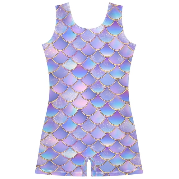 joogoo Scale Tie-dye Pattern Girls Leotards Gymnastics Tumbling Outfit Biketard Unitard 3-4Years