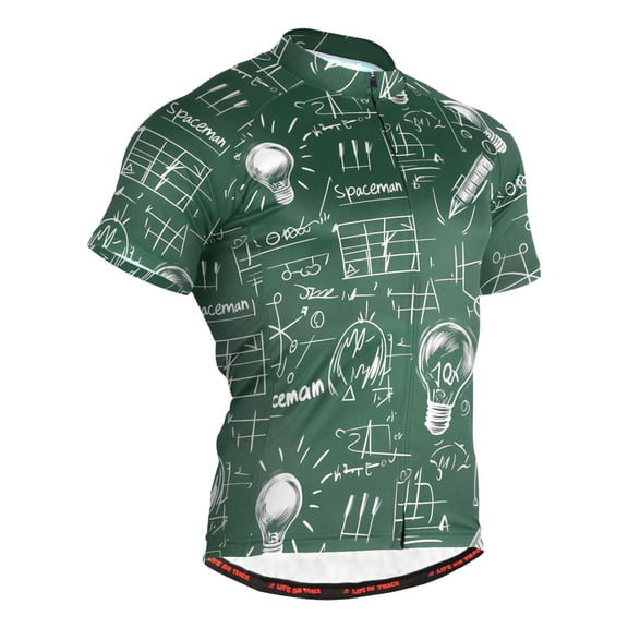 joogoo Science Note Green Pattern Men's Cycling Jerseys Mountain Bike Short Sleeve Tops S