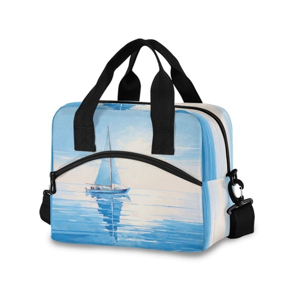 joogoo Sea Oil Paint Insulated Lunch Bags Reusable Cooler Box with Shoulder Strap