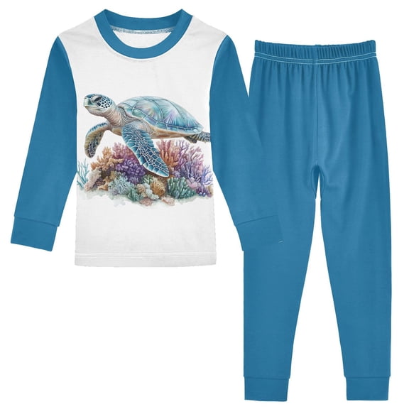 joogoo Sea Turtle 2 Piece Long Sleeve Tee and Pants Cotton Pajama Set 4T