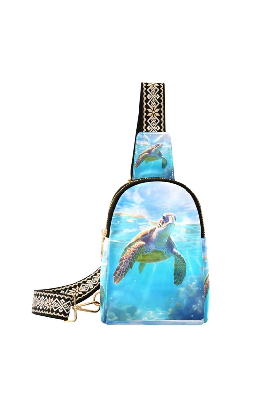 Sea Turtle and Sea Sling Backpack Crossbody Shoulder Bags Waist Packs Chest Bag