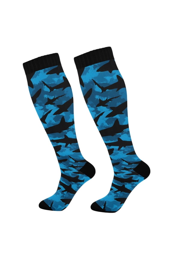 Shark Silhouette-s1 Socks Women Men Knee High Sock