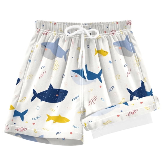 joogoo Sharks Cartoon Boys Swim Trunks Beach Swimsuit Shorts Boxer 8Y