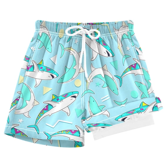 joogoo Sharks Green Boys Swim Trunks Beach Swimsuit Shorts Boxer 7Y