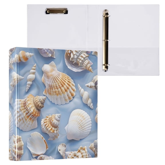 joogoo Shell Conch Hardcover 3 Ring Binder 1.5" Round Rings Interior Pockets Binders Organizer 1 Pack