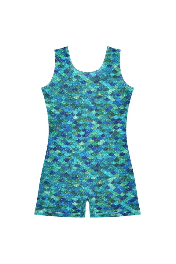Shiny Dragon Scales Pattern Girls Leotards Gymnastics Tumbling Outfit Biketard Unitard 2-3Years