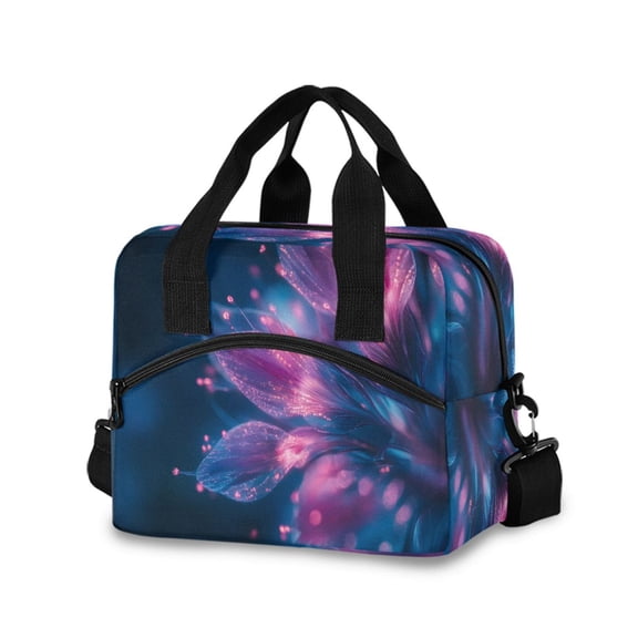 joogoo Shiny Flower Leaf Insulated Lunch Bags Reusable Cooler Box with Shoulder Strap
