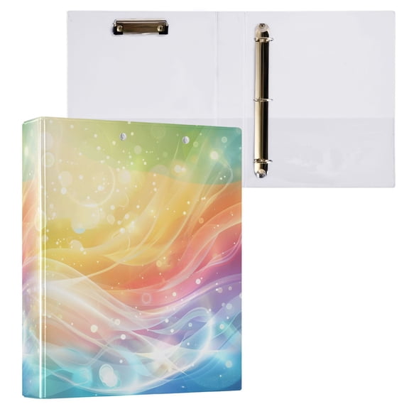 joogoo Shiny Rainbow Hardcover 3 Ring Binder 1.5" Round Rings Interior Pockets Binders Organizer 1 Pack
