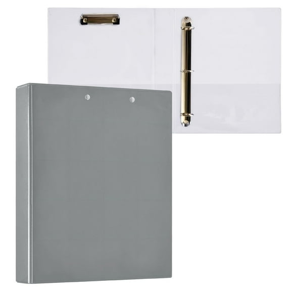 joogoo Silver Hardcover 3 Ring Binder 1.5" Round Rings Interior Pockets Binders Organizer 1 Pack