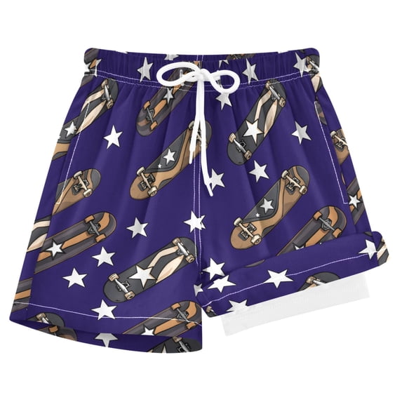 joogoo Skateboard Stars Blue Boys Swim Trunks Beach Swimsuit Shorts Boxer 8Y
