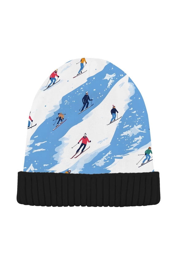 Skater on Winter Beanie Hats Men Women Cuffed Skull Cap Winter Warm Knit Thick Beanies