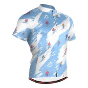 joogoo Skater on Winter Pattern Mens Cycling Jerseys Mountain Bike Short Sleeve Tops 3XL