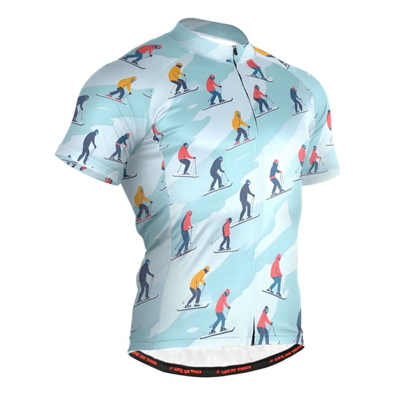 joogoo Skating on Winter Pattern Men's Cycling Jerseys Mountain Bike Short Sleeve Tops 3XL