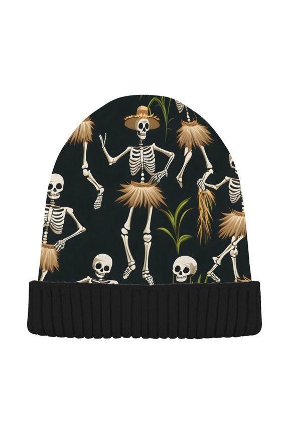 Skeleton Dancing Beanie Hats Cuffed Winter Warm Knit Thick Beanies