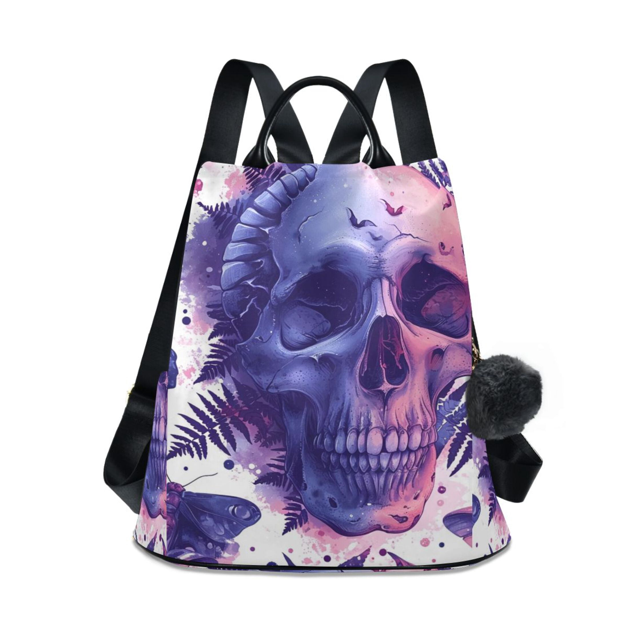 joogoo Skeleton Heads and Butterfly Backpack Purse for Women Anti Theft ...