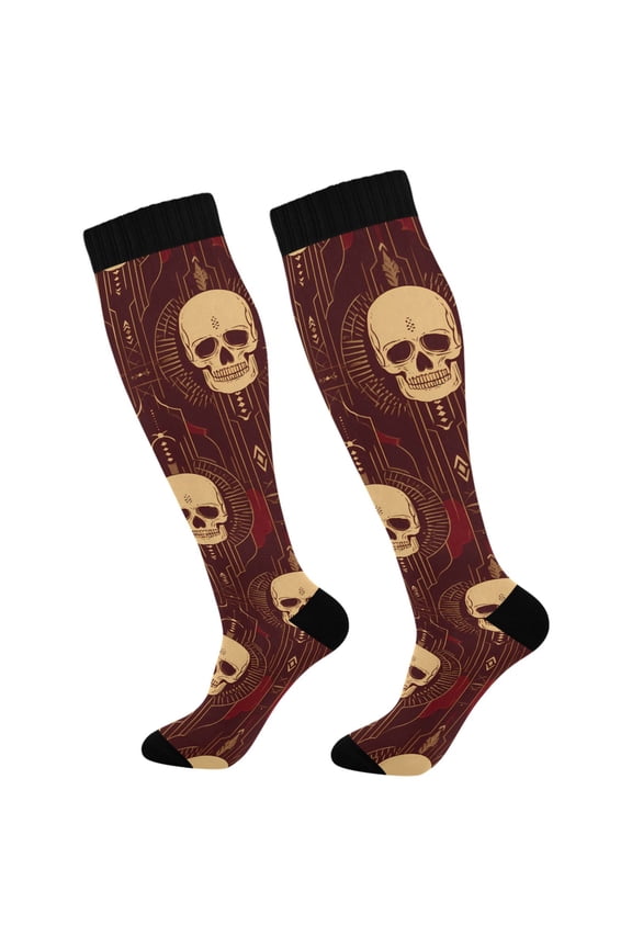 Skeleton Mandala Compression Socks Women Men Knee High Sock
