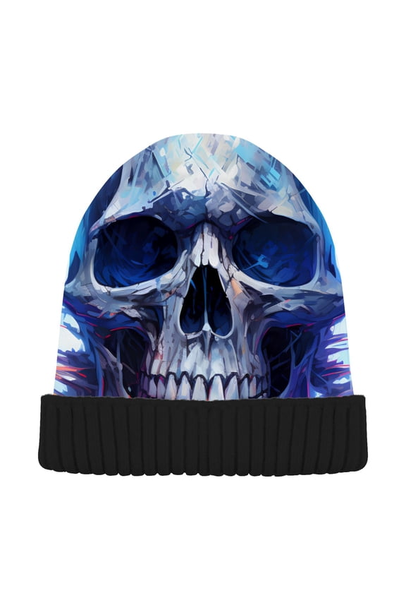 Skeleton Skull Halloween Beanie Hats Men Women Cuffed Skull Cap Winter Warm Knit Thick Beanies