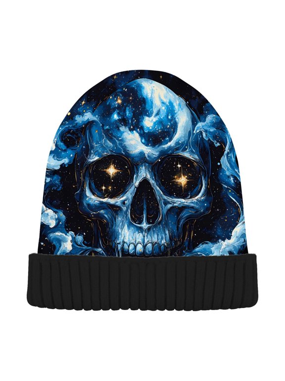 Skeleton Starry Beanie Hats Cuffed Winter Warm Knit Thick Beanies