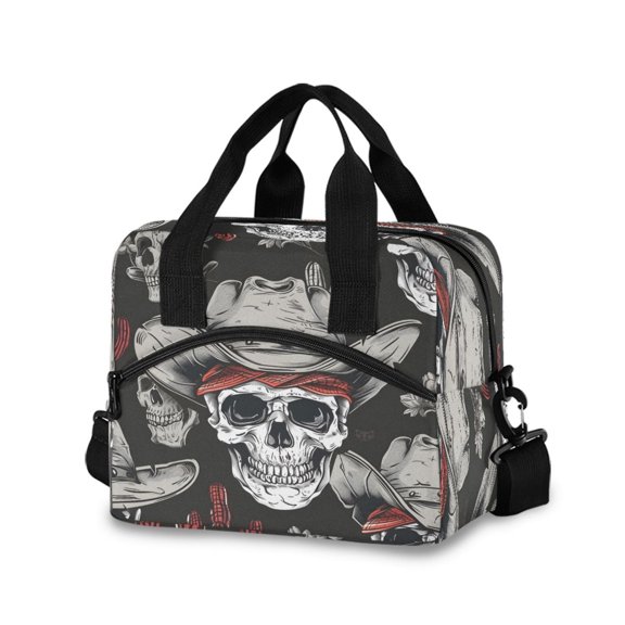 joogoo Skull Cactus Insulated Lunch Bags Reusable Cooler Box with Shoulder Strap