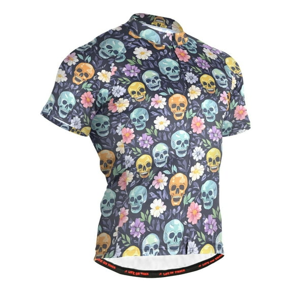 joogoo Skull Flowers Daisy Men's Cycling Jerseys Mountain Bike Short Sleeve Tops S