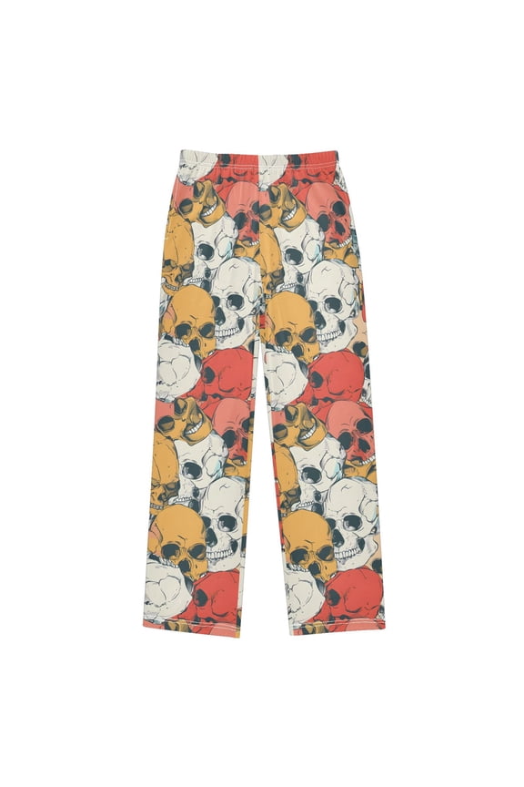 Skull Head Hand Drawn Pajama Pants Pj Bottoms Sleepwear Lounge L