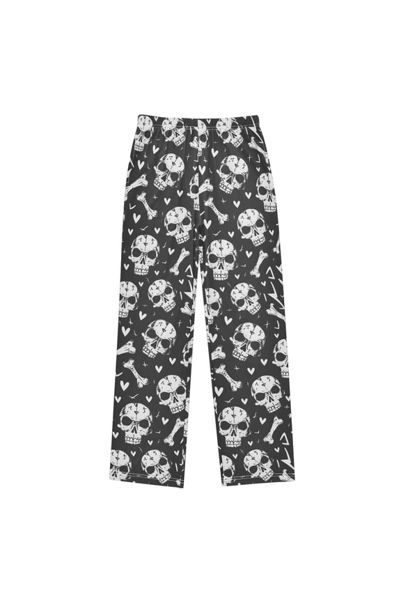 Skull Heart Bones Pajama Pants Pj Bottoms Sleepwear Lounge L