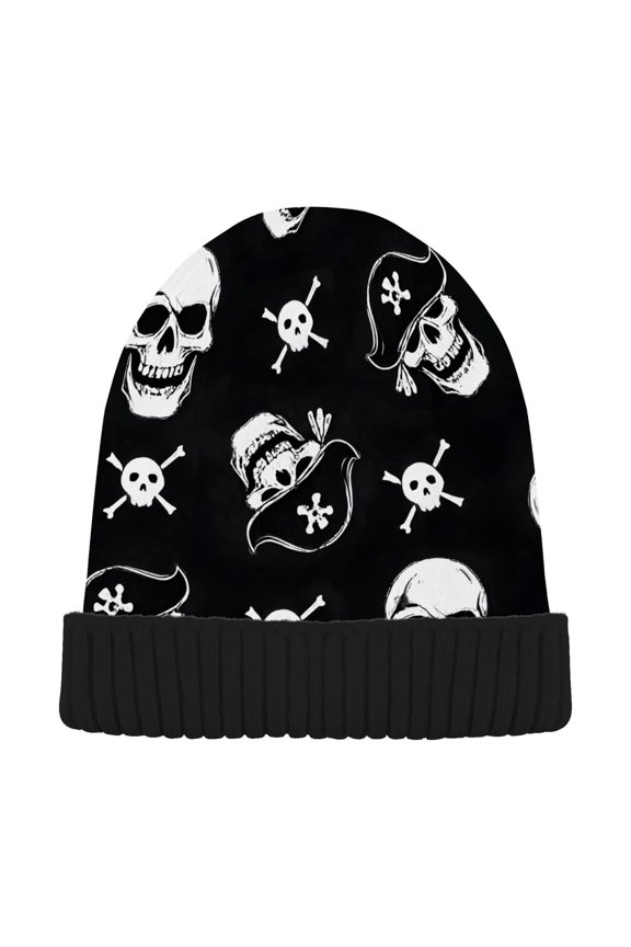 Skull Pattern Beanie Hats Cuffed Winter Warm Knit Thick Beanies