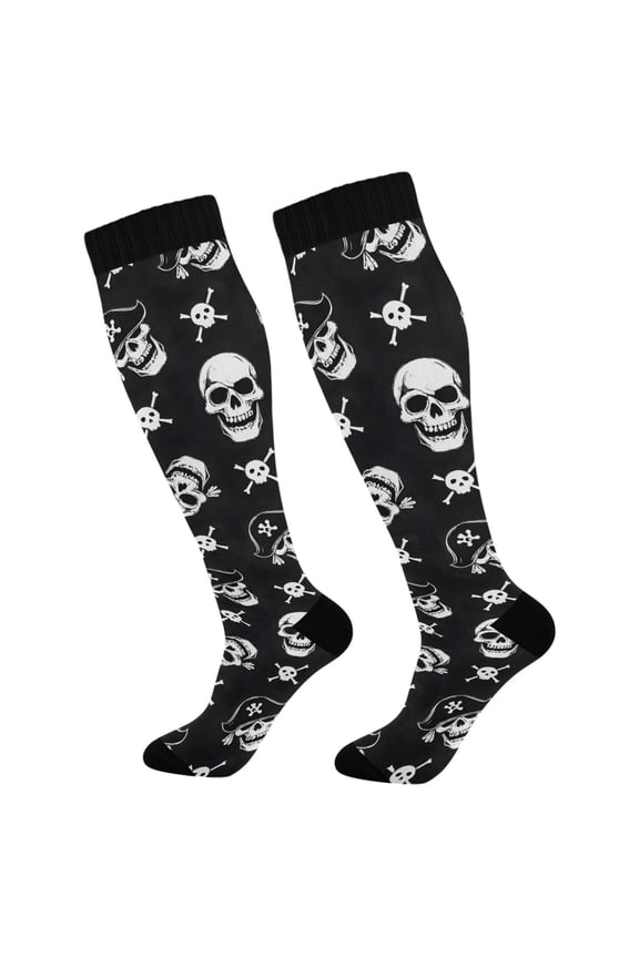 Skull Pattern Long Socks Women Men Knee High Sock