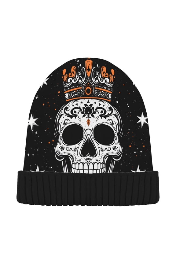 Skull and Star Beanie Hats Men Women Cuffed Skull Cap Winter Warm Knit Thick Beanies