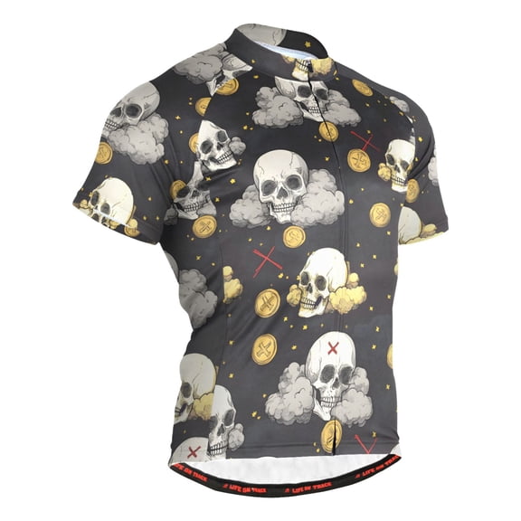 joogoo Skull on Clouds Men's Cycling Jerseys Mountain Bike Short Sleeve Tops M