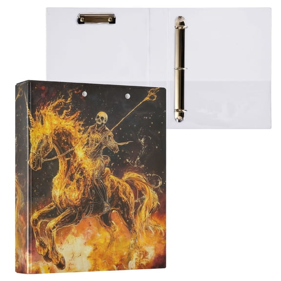 joogoo Skull on Unicorn Hardcover 3 Ring Binder 1.5" Round Rings Interior Pockets Binders Organizer 1 Pack