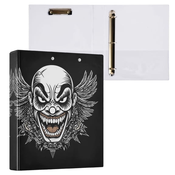 joogoo Skull with Wings Hardcover 3 Ring Binder 1.5" Round Rings Interior Pockets Binders Organizer 1 Pack