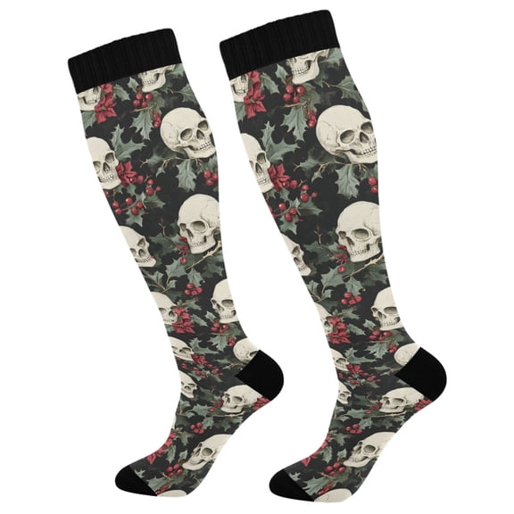 joogoo Skulls Cherry Socks Women Men Knee High Sock