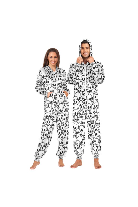 Skulls Unisex Adults Onesies Pajamas Jumpsuits L