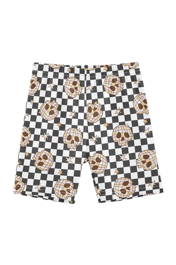 Skulls on Checkered Girls Lined Shorts Bike Dance Bottoms 4T
