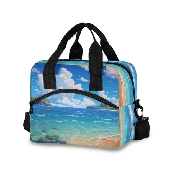 joogoo Sky Sea Landscape Insulated Lunch Bags Reusable Cooler Box with Shoulder Strap