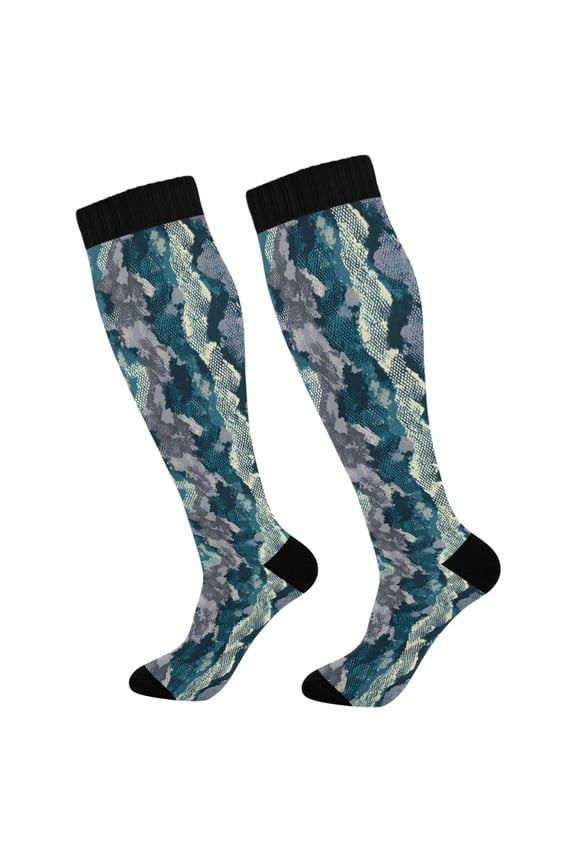 Snake Skin Blue Socks Women Men Knee High Sock