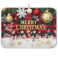 thumbnail image 1 of joogoo Snowflake Checkered Christmas Dish Drying Mat Kitchen Counter Absorbent Drying Pad 16x18 in Drainer Rack, 1 of 8