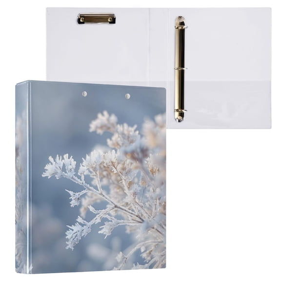 joogoo Snowflake in Winter Hardcover 3 Ring Binder 1.5" Round Rings Interior Pockets Binders Organizer 1 Pack
