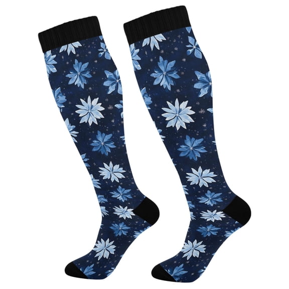 joogoo Snowflake on Christmas Compression Socks Women Men Knee High Sock