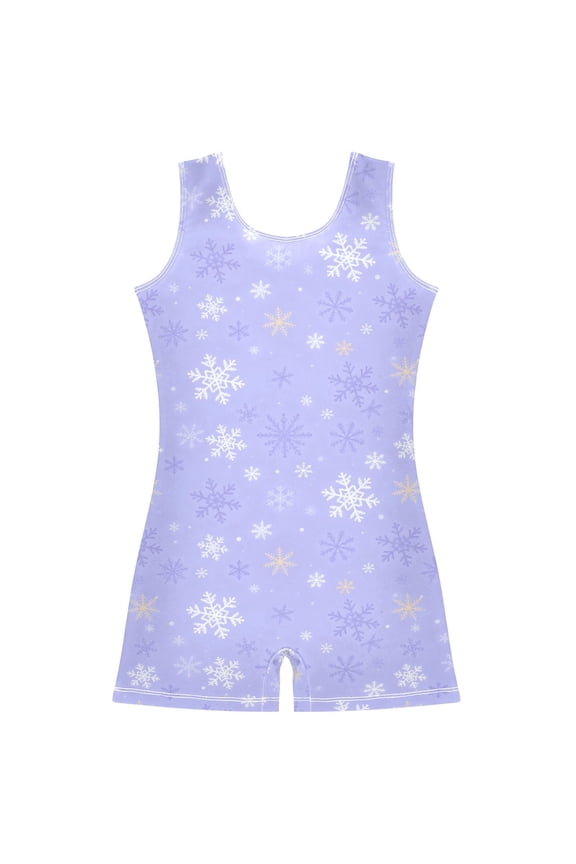 Snowflakes Pattern Girls Leotards Gymnastics Tumbling Outfit Biketard Unitard 9-10Years