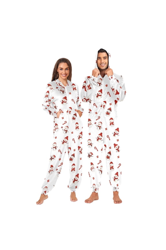Snowman Candy Cane Unisex Adults Onesies Pajamas Jumpsuits S