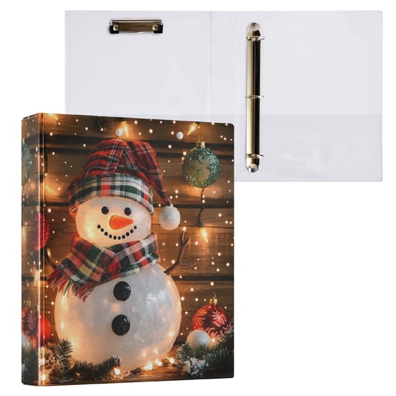 joogoo Snowman with Scarf Hardcover 3 Ring Binder 1.5" Round Rings Interior Pockets Binders Organizer 1 Pack
