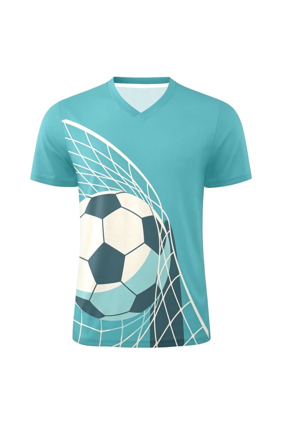 Soccer Ball Nets Men's Soccer Jersey Athletic Plus Size T-Shirt V-Neck Sport Fan Game Day Shirt Medium