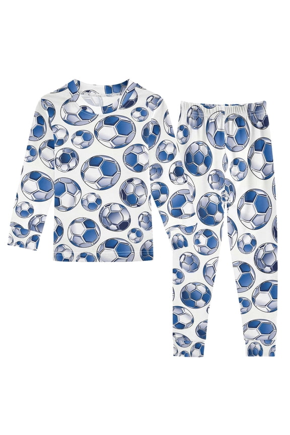 Soccer Balls Pajamas Set Long Sleeve Soft Cotton Sleepwear 2 Piece 24M