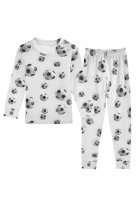 Soccer Football 2 Piece Long Sleeve Tee and Pants Cotton Pajama Set 6Y