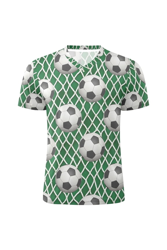 Soccer Football Nets Men's Soccer Jersey Athletic Plus Size T-Shirt V-Neck Sport Fan Game Day Shirt XX-Large