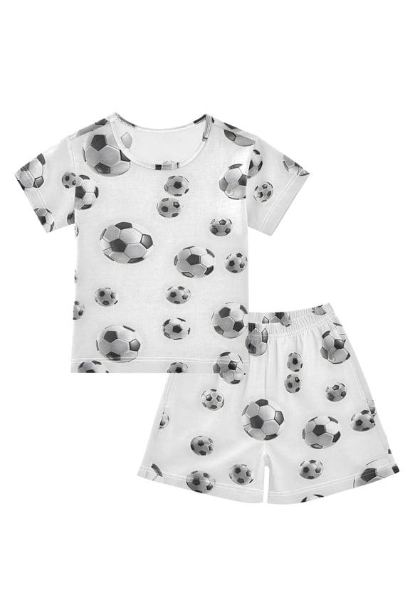Soccer Football Pajama Sets Short Sleeve Cotton 2-Piece Sleepwear 8Y