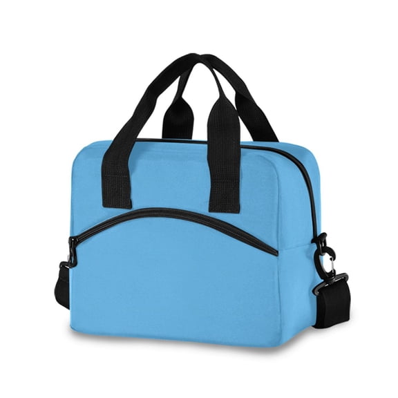 joogoo Solid Blue Color Insulated Lunch Bags Reusable Cooler Box with Shoulder Strap